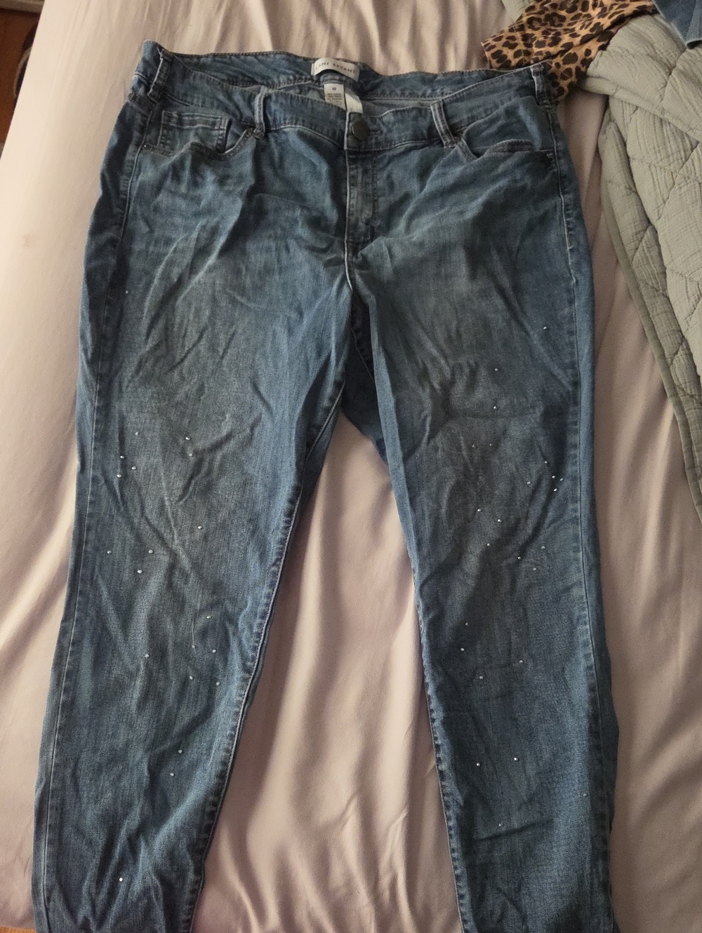 Lane Bryant Blue Skinny Jeans with Rhinestone Detail